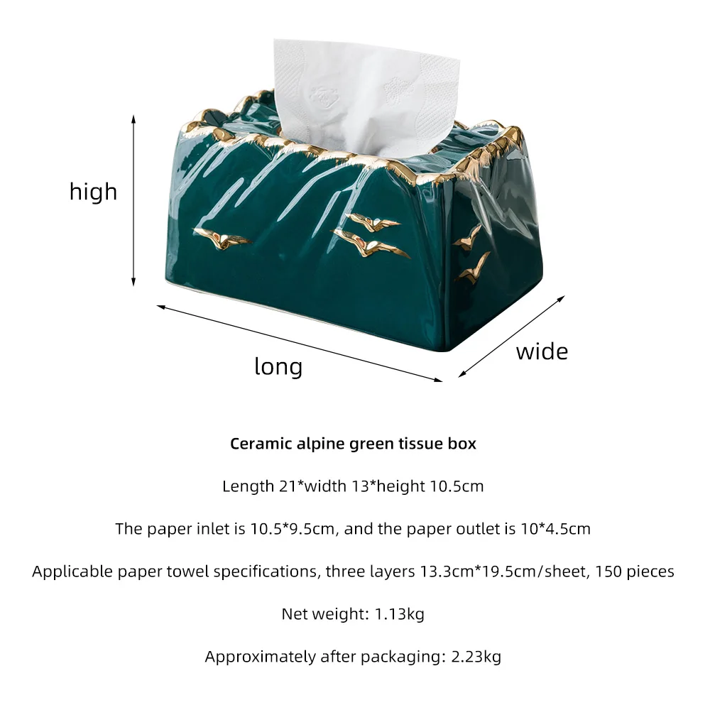 

Nordic Luxury Ceramic Tissue Box Napkin Holder for Paper Napkin Living Room Desktop Decoration Accessories Paper Napkins Storage