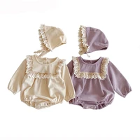 baby romper for girls new spring autumn toddler clothes princess lace onesie newborn baby girl jumpsuit infant clothing with hat