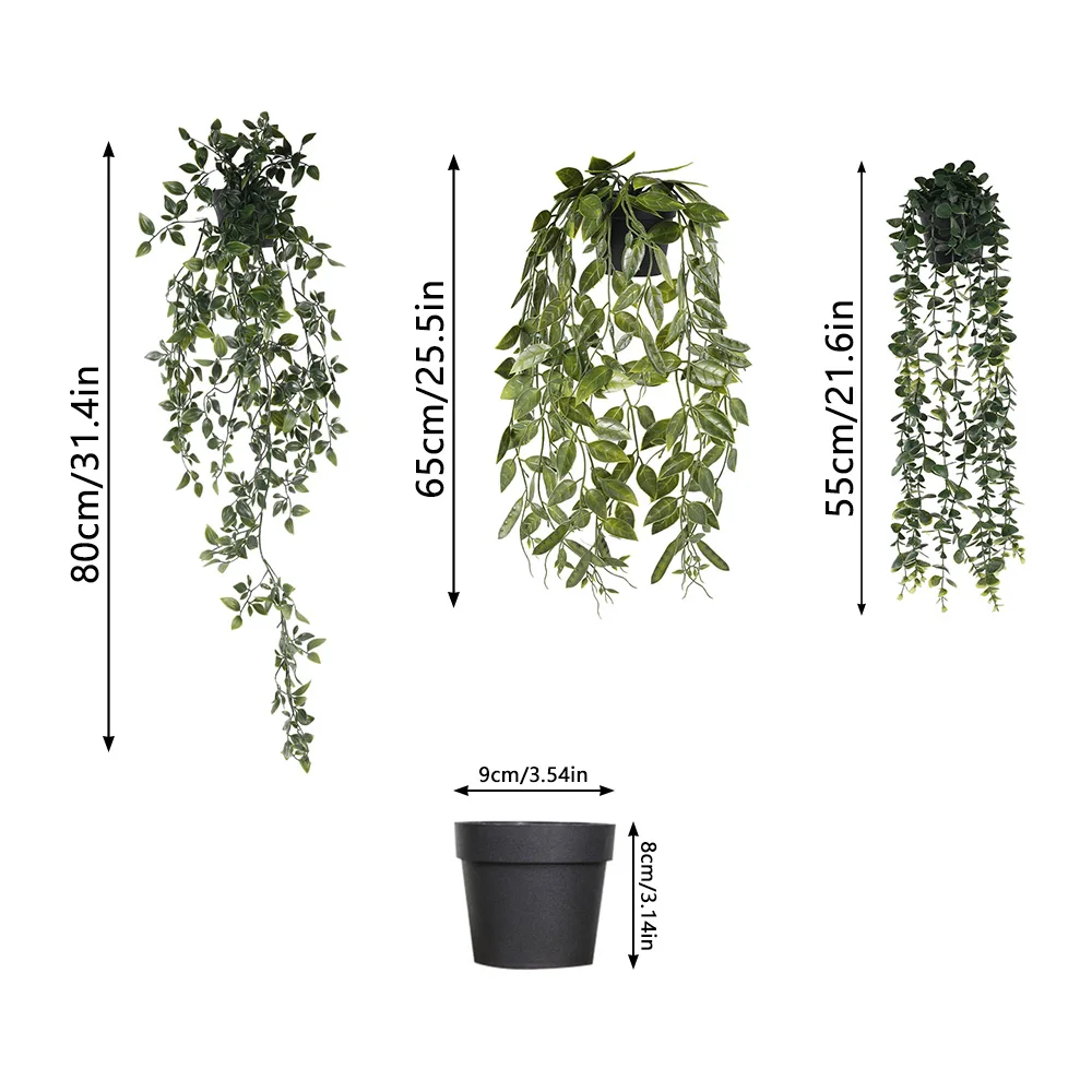 

3pcs Artificial Potted Plant Fake Hanging Eucalyptus Mandala Pea Pod Foliage Faux Decorative Plants Wedding Party Decor