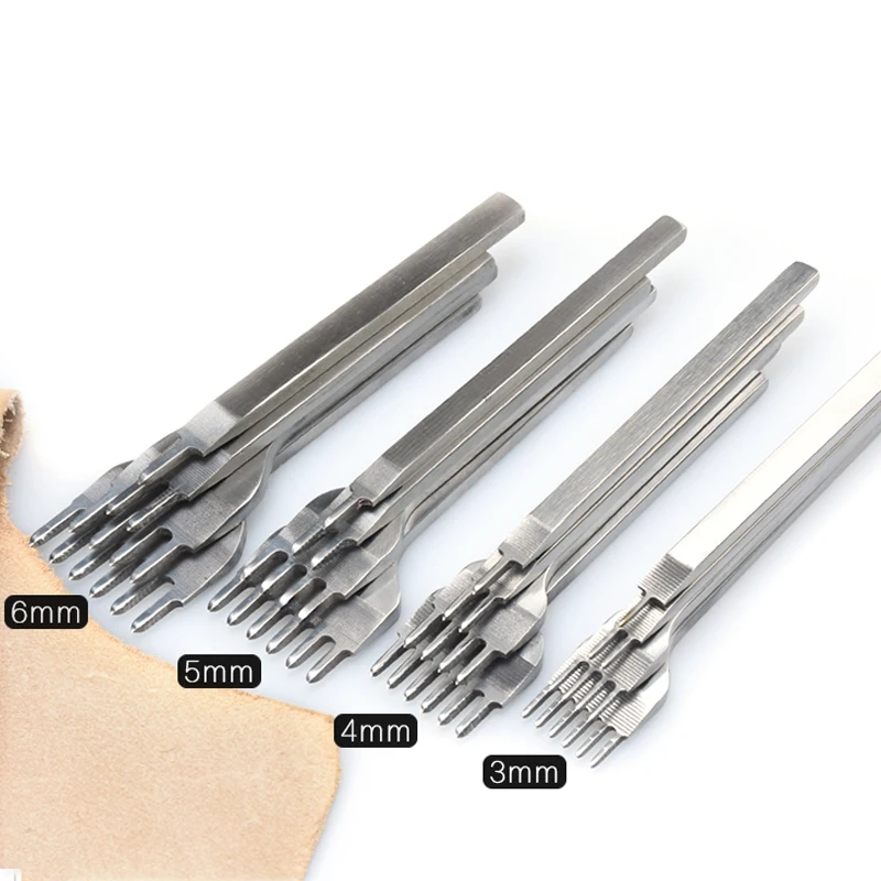 3/4/5/6mm Spacing Punch Tool For Leather Hole Punches Sewing Lacing Stitching DIY Craft Tools 1/2/4/6 Prong | Дом и сад