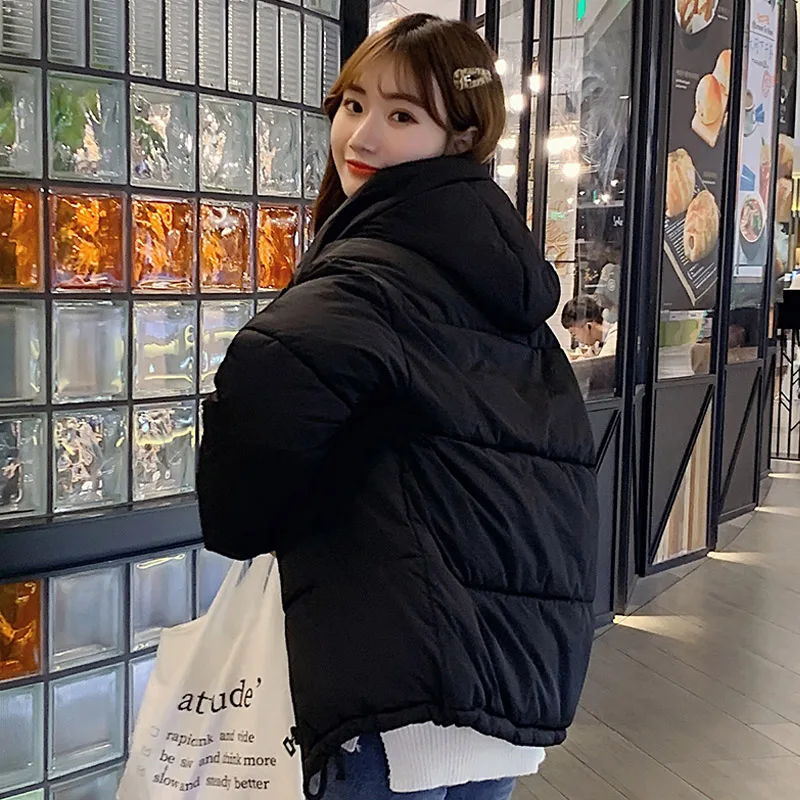 2020 Харадзюку зимняя куртка женская мода пуховик Короткая парка с капюшоном
