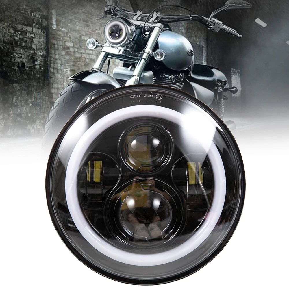 

7 Inch LED Headlight Hi/Lo Beam w/ White DRL Amber Signal Light for Electra Glide Road King Heritage Softail Switchback