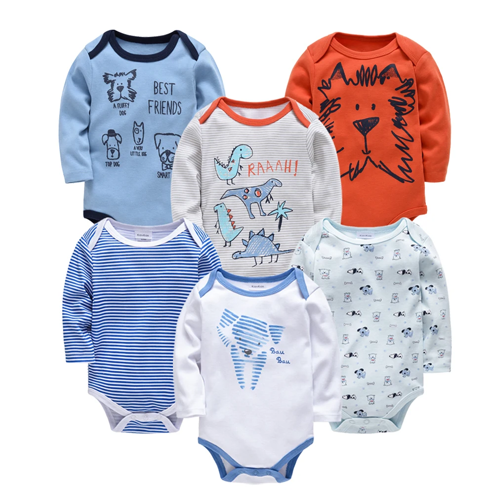 2021 новая одежда для маленьких мальчиков Боди 6 шт./лот хлопковая футболка с