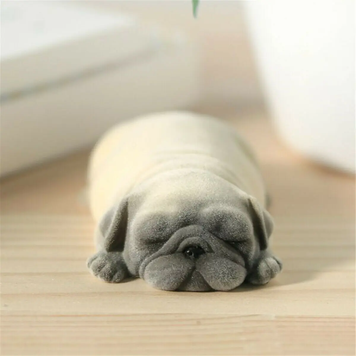

JXK Cute Sleep Pug Dog Pet Healing Figure Canidae Puppy Animal Model Collector Toy Gift