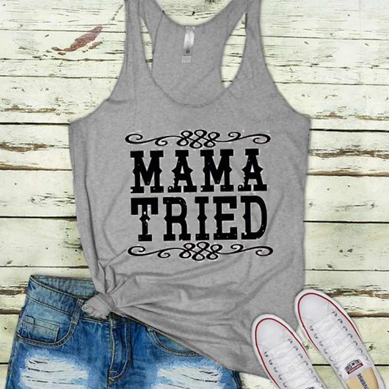 

Mama Tried Tank Country Girl Tanks Drinking Streetwear Print Harajuku Woman Clothes Country Music Festival Tops Rodeo Top