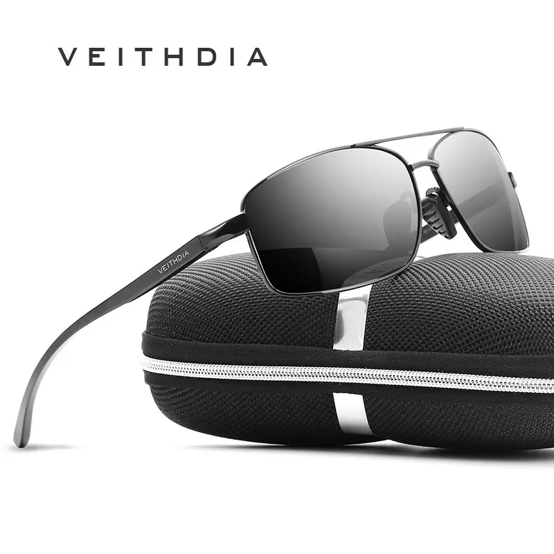 Мужские винтажные солнцезащитные очки VEITHDIA, с поляризационными стеклами в алюминиевой оправе, модель 2458