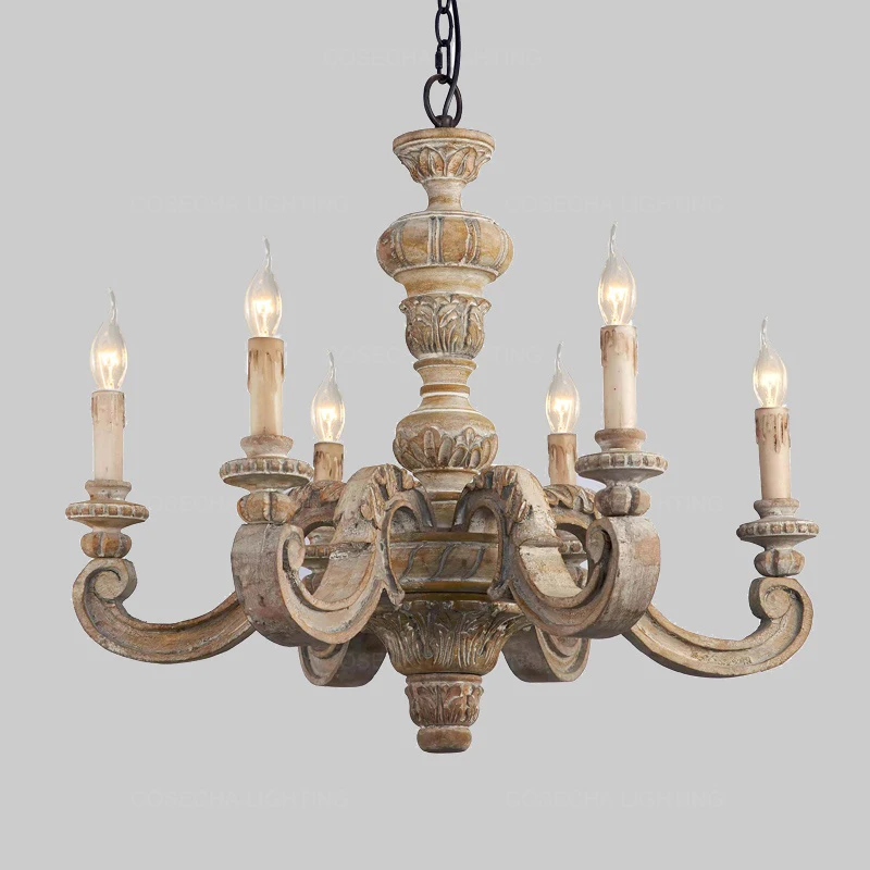 

Roman Pillar chandeliers wooden carved hanging lights italian murano retro chandelier vintage elegant bedroom living room lights