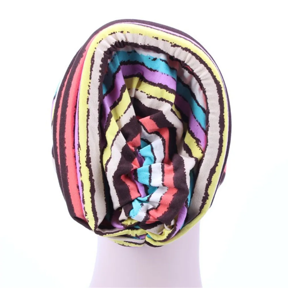 Многоцветная шапка с принтом для женщин мусульманский Skullies эластичный тюрбан