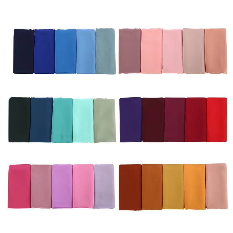 Plain Bubble Chiffon Maxi Hijab Scarf Headscarf Wrap Georgette Shawl Islamic Muslim Women Basic Veils lady Turban Fimtariah |