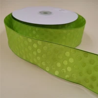 38mm wire edge ribbon apple green woven dots taffeta for dress bow birthday decoration chirstmas gift diy wrapping 25yards n1168