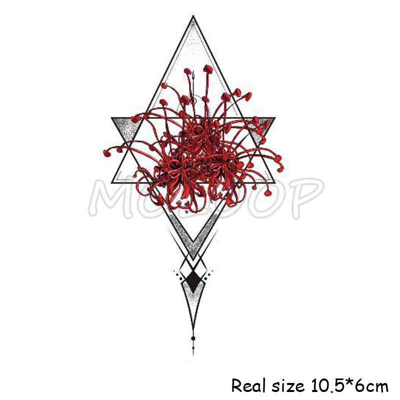 Тату-наклейка Временные чернила синий красный паук змея Лилия маленький цветок
