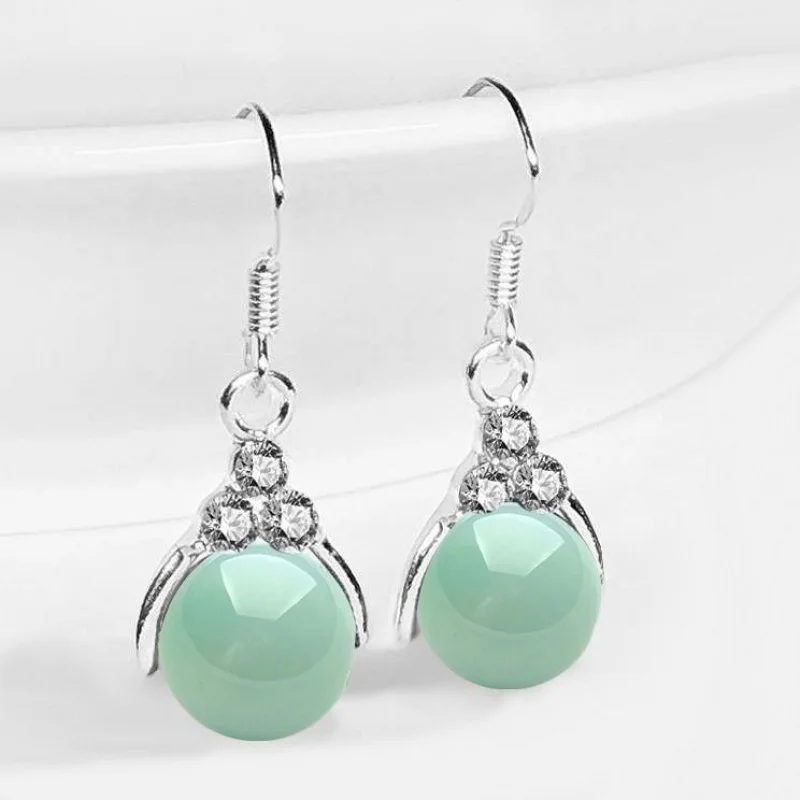 Серьги сделай сам из натурального агата изумруда зеленого нефрита