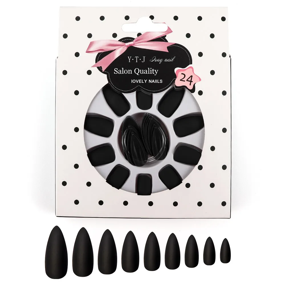 24 шт. Длинные накладные ногти с полным покрытием длинные квадратные клеем стикер