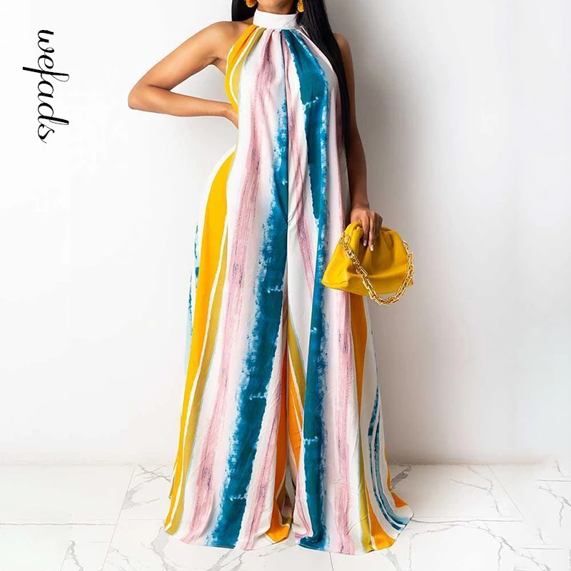 

Wefads Woman jumpsuit Fashion Color Tie-Dye Printed Sexy Party Elegant Style 2021 Summer Casual Cloth