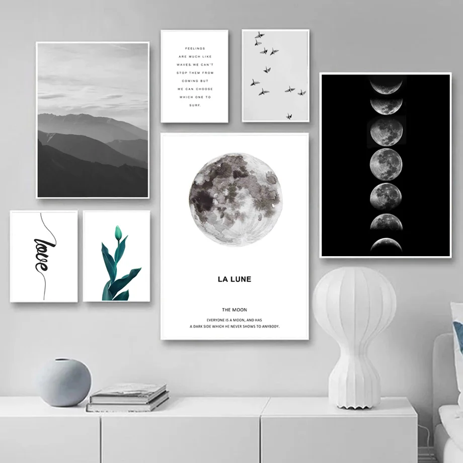 

Wall Art Canvas Paintings Tulip Moon Swallow Love Mountain Earth Nordic Posters Prints Wall Pictures For Living Room Decoration