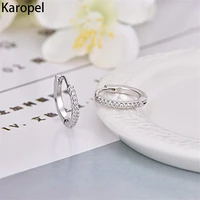 karopel 925 sterling silver simple single row zircon hoop earrings for women brincos oorbellen pendientes jewelry