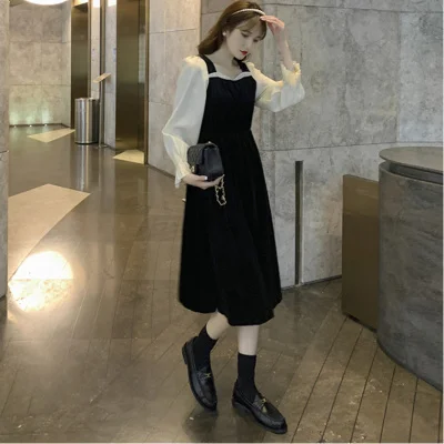 

French Style Long Sleeve Dress Women's Autumn and Winter Design Sense