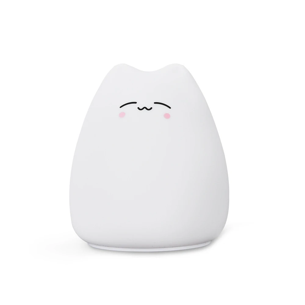 

USB Rechargeable LED Colorful Night Light Cat Desktop Decor Silicone Soft Baby Child Nursery Lamp For Children Kids Baby Gift