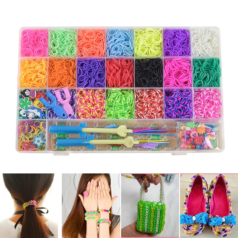 

New Loom Bands DIY Rubber Band Bracelet Making Kit Colorful Handmade Crafts Accessories for Women Girls