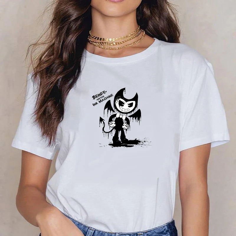 

Women T-shirt Harajuku Fashion Tshirt Cartoon Bendy- and The Ink Machine Anime Print Cotton Shirt Female T shirt Street Clothing