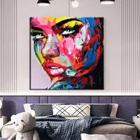 100 hand painted francoise nielly canvas painting palette knife face oil painting wall art pictures for living room home decor