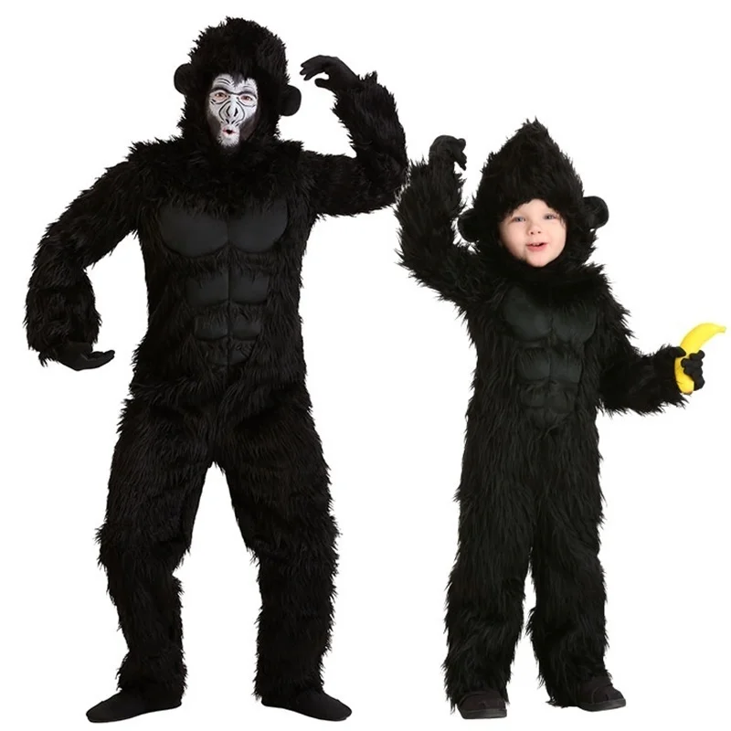 King Kong Cosplay Costume for Adult Kids Plush Furry Mascot Anime Halloween Venice Carnival Dress Suit Fursuit orangutan Gorilla