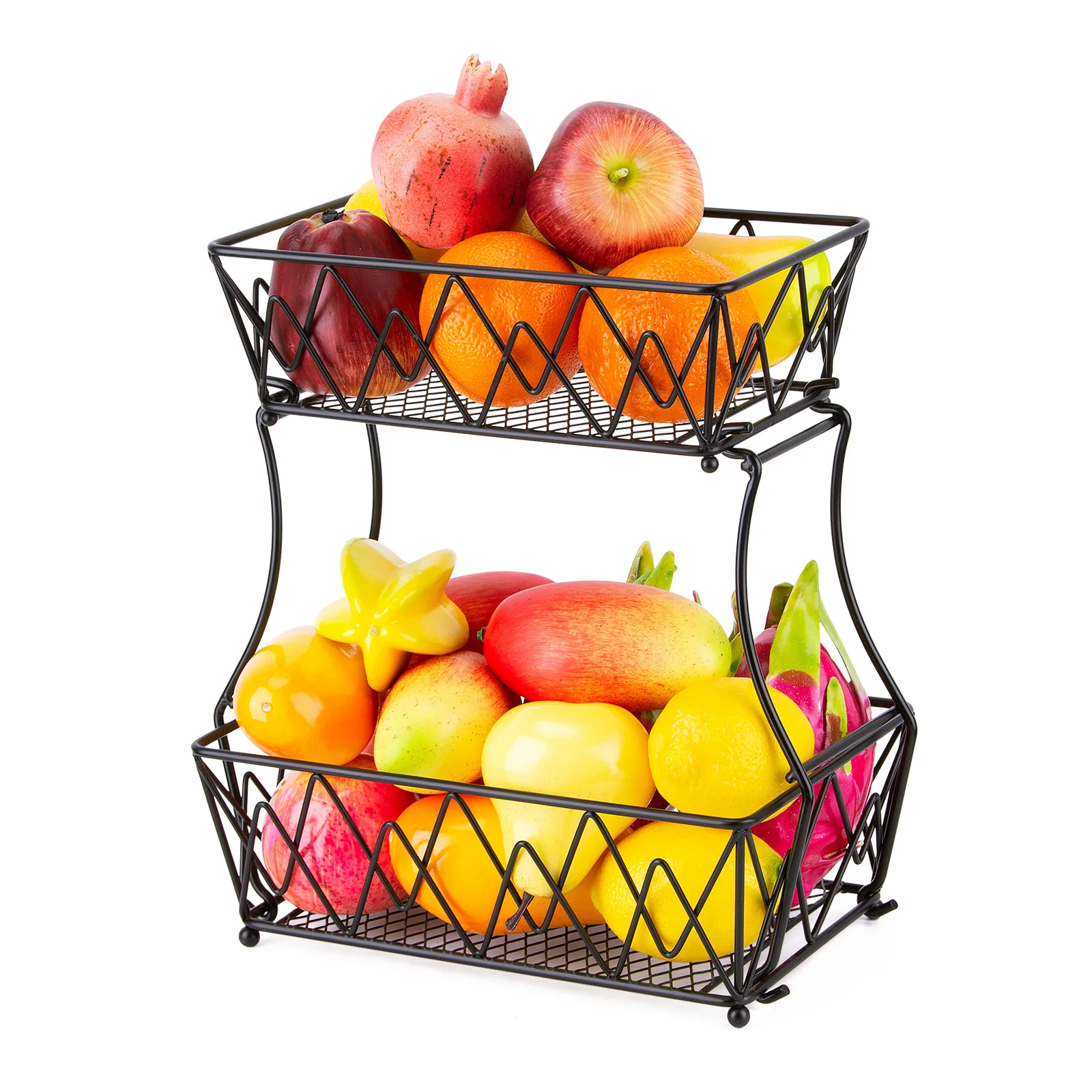 

Double layer storage basket for household kitchenware