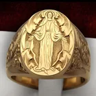Мужские кольца в стиле панк, золотого цвета, Дева Мария, ручная работа, резные статуи, праздничное кольцо, роскошные ювелирные изделия