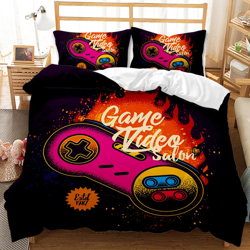 Gaming Bed Comforter Cover Set Full Gamer Bedding Sets for Boys Kids Teens Duvet Cover Set Game Contoller Bedding Quilt Cover