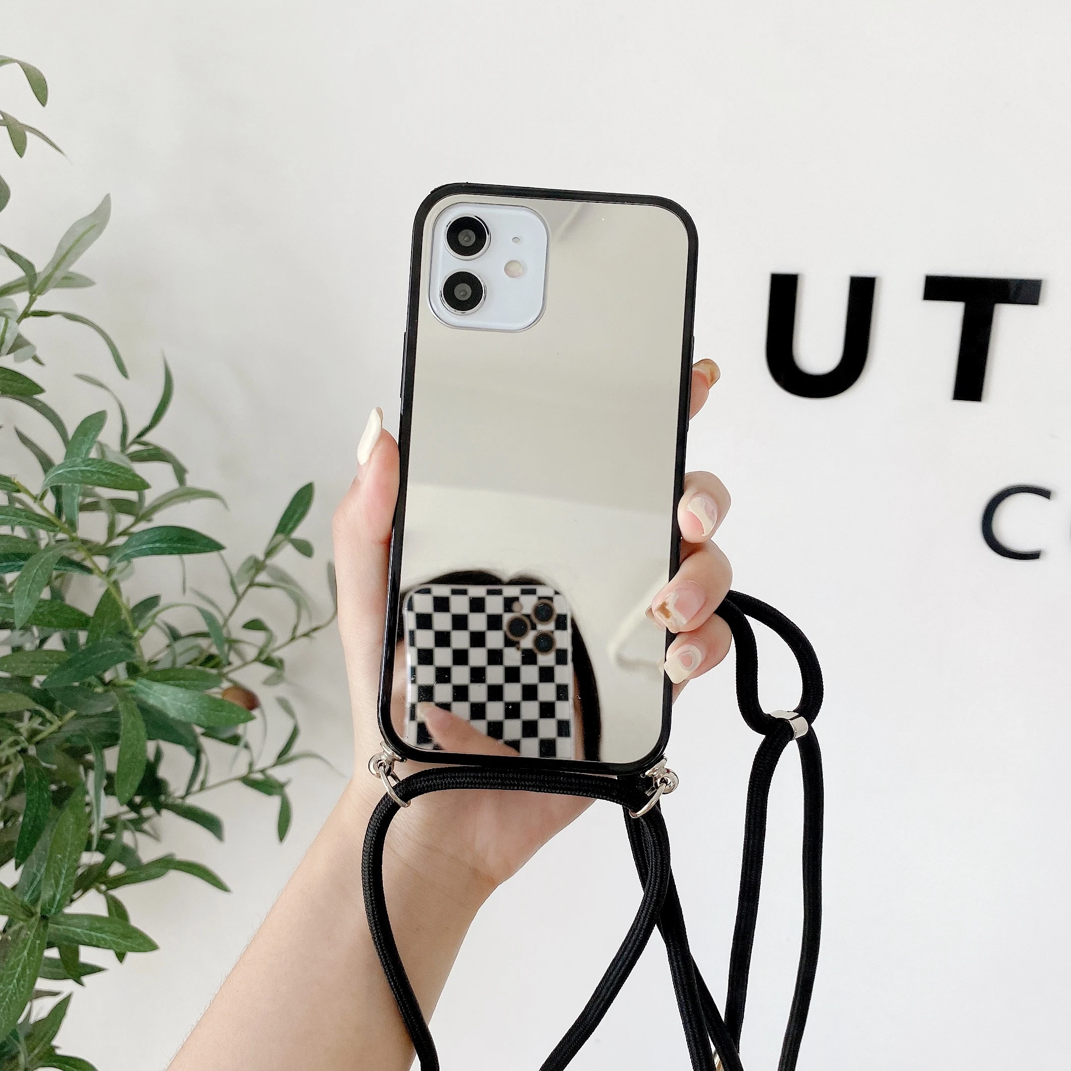 

Cell Phone Lanyard Case, Shockproof Back Cover for HuaWei P20, P30 Lite, P40 pro, honor 8X, Nova 3, 4, 5, Y9, Mirror phone case
