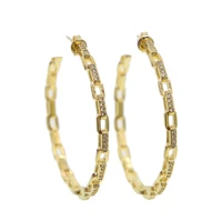 33mm big huggie hoop earring with clear cz paved cuban chain earring high quality gorgeous luxury 2019 summer women jewelry