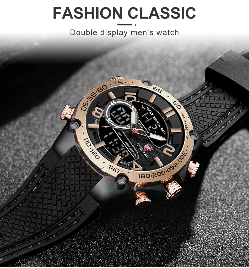 Топ люксовый бренд CHEETAH мужские часы модные спортивные наручные Цифровые кварцевые аналоговые часы водонепроницаемые мужские часы Relogio Masculino