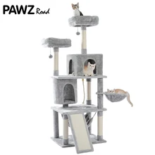 Pet Cats Tree House Condo Perch Entertainment Playground Stable Furniture for Cats Kittens Multi-Level Tower for Large Cats Cozy
