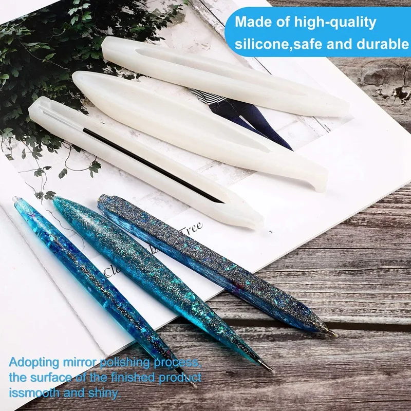 

6 Pcs Silicone Pen Molds Resin Mold Pen Casting Mold Ballpoint Epoxy Casting Mold for DIY Pen Candle Crafts Making