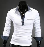 autumn men business polo t shirt 2019 new long sleeve slim fit mens polo top comfortable mens patchwork casual cotton polo