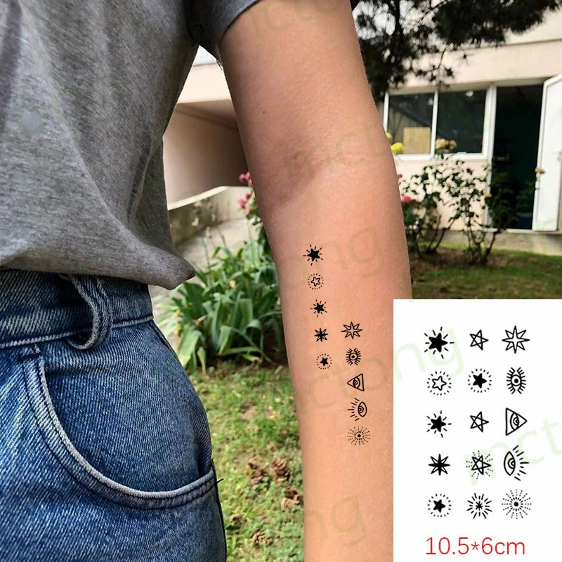 Водостойкая Временная тату наклейка Вселенная звезда солнце луна флэш