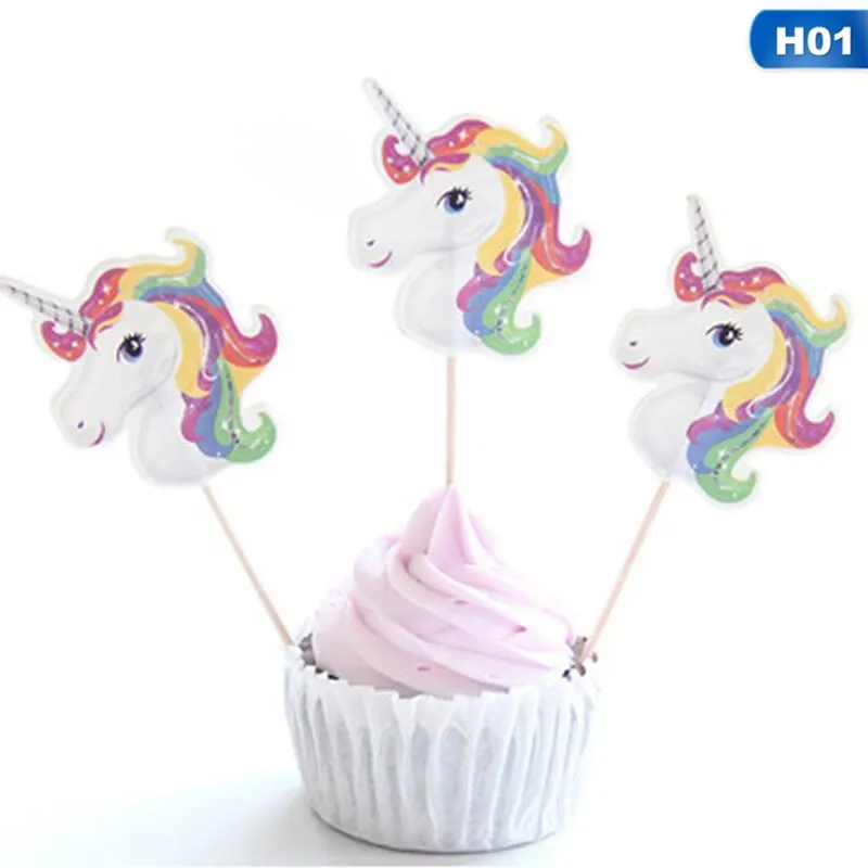 

Pink Unicorn Cupcake Picks Animal Cakes Toppers Cartoon Cupcake Inserts Card Party Gifts For Kids Birthday Wedding Decoration