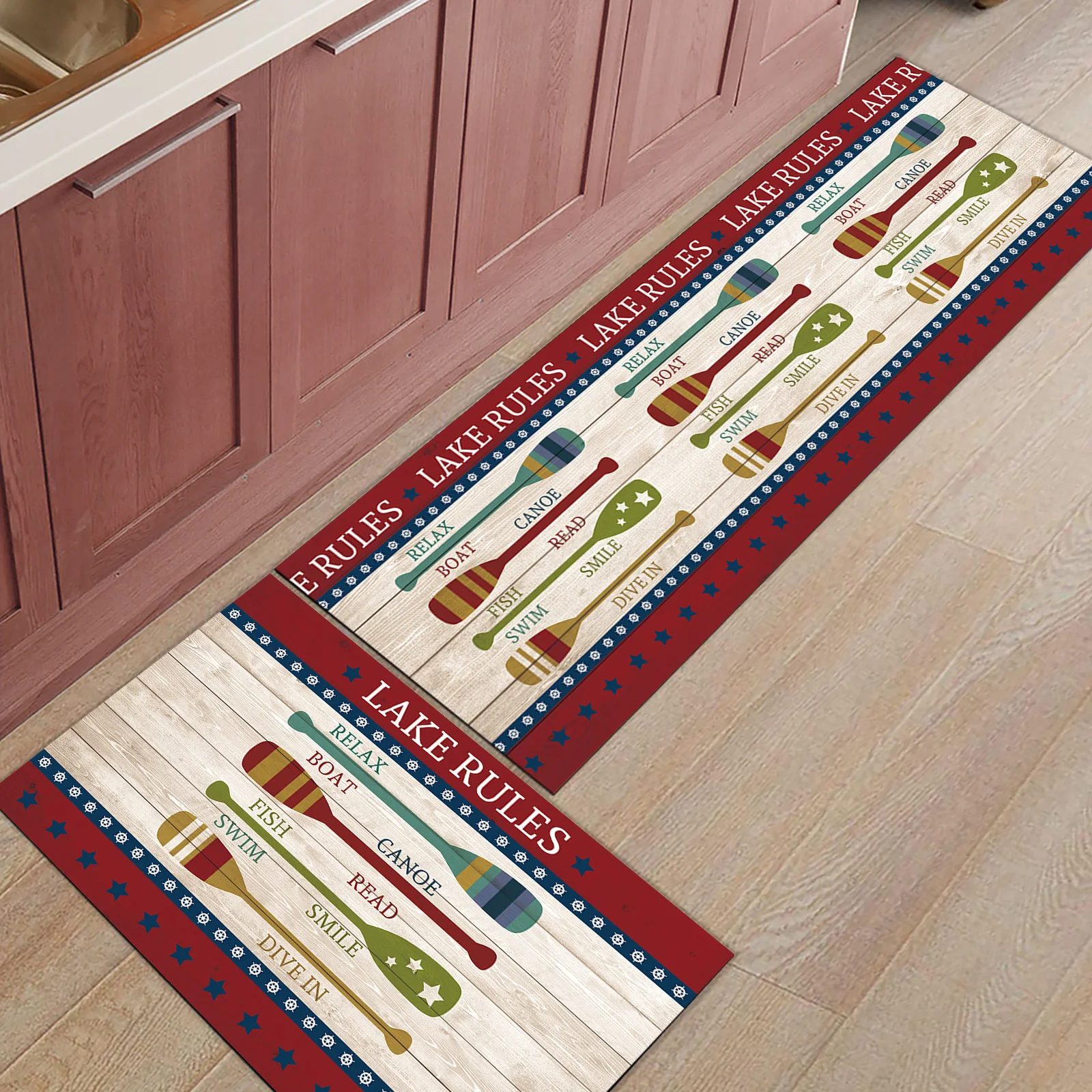 

Коврик для кухни с деревянной текстурой и надписью «Paddle Rules», Домашний напольный коврик для ванной, комнатный Придверный коврик, противоско...