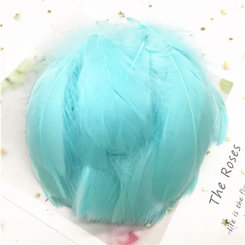 Light blue 100 шт 8-12 см Средний плавающий гусиное перо натуральный Красочный перо для свадебной вечеринки одежда украшения для самодельного изготовления перьев - Цвет: Light blue