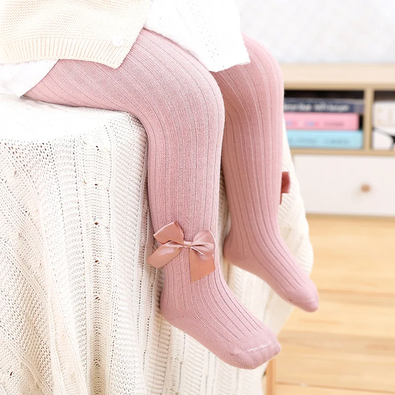 

Милые однотонные детские колготки с бантом, весна-осень, колготки для младенцев, принцесса, мягкие эластичные чулки для новорожденных девоч...