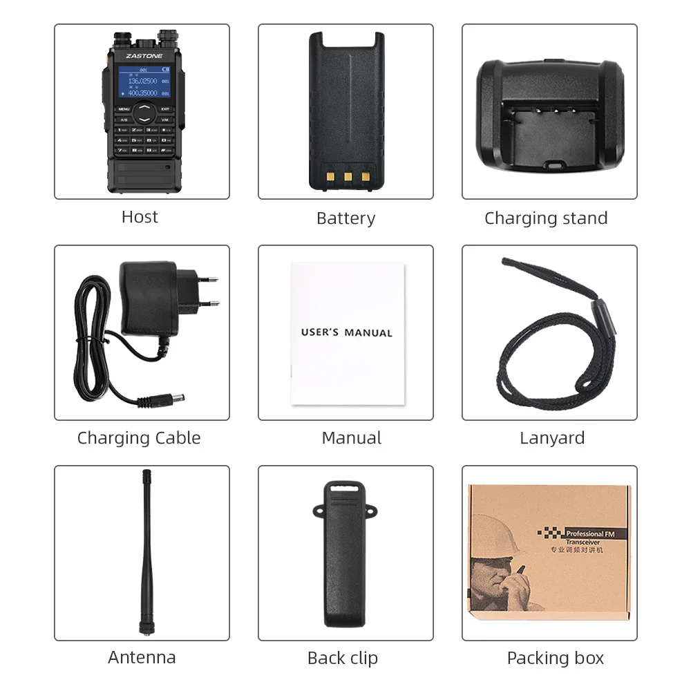 2pcs zastone m7 walkie talkie 5w vhf uhf portatile radio 2600mah battery two way radio fm ham 136 174 400 480mhz with headphones free global shipping