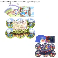 8151pcs mining pixel game disposable tableware set game paper plates flags baby shower kid birthday decoration party supplies