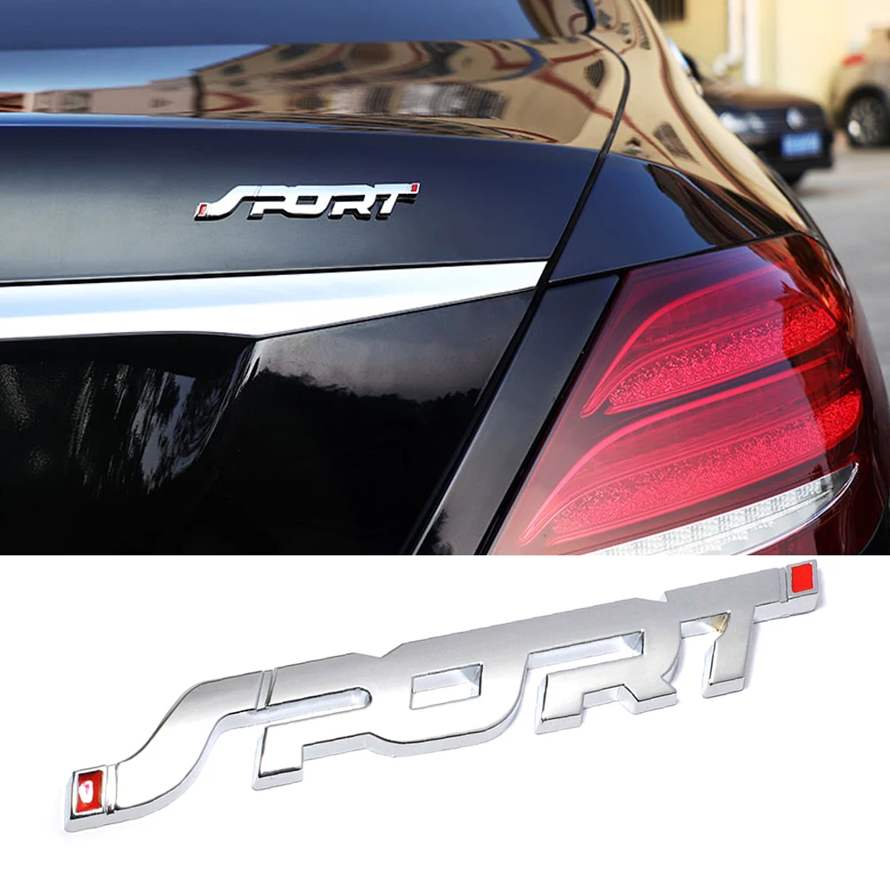 

1Pc SPORT Logo Emblem Car Auto Vehicle Trunk Fender Badge 3D Sticker Metal Decal Silver Durable Exterior Accessories Universal