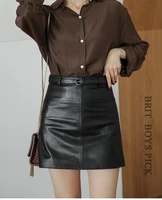 leather leather skirt belt female spring and autumn high waist slim a line fashion bag hip short sheepskin skirt 2021 new