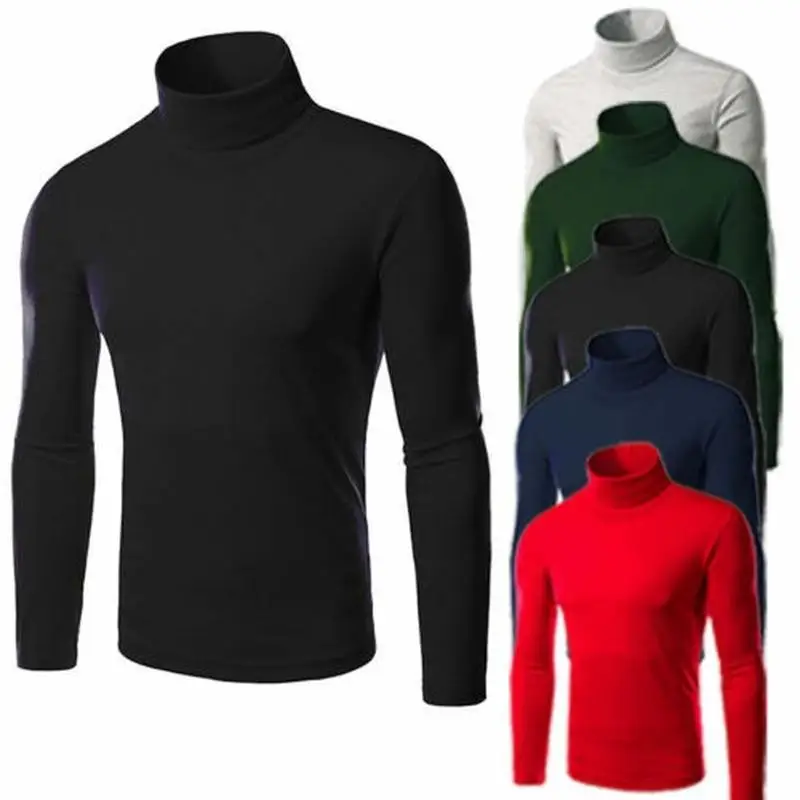 

Mens Roll Turtle Neck Pullover Long Sleeve Jumper Tops Casual Slim Fit Sweater Top