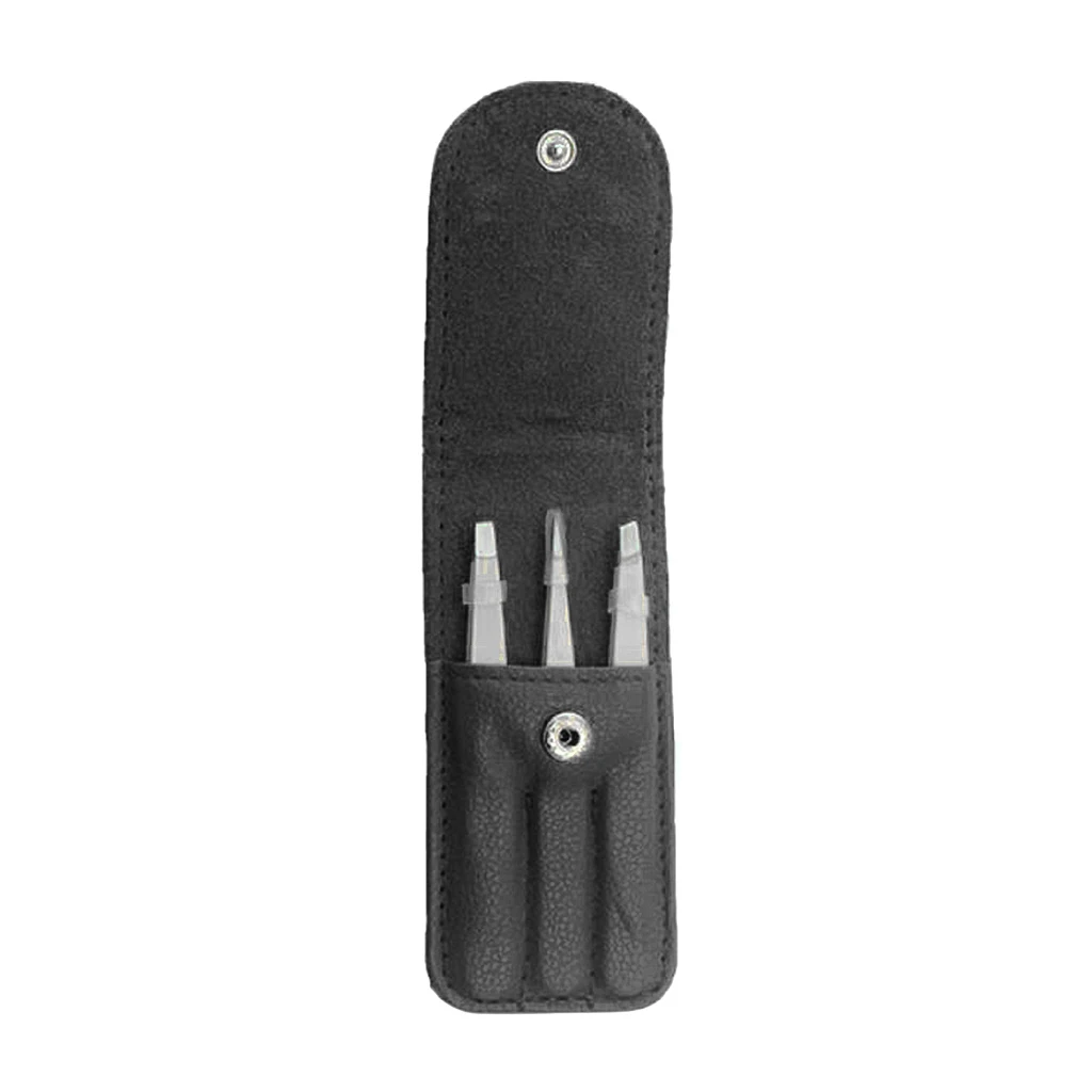 

3 PCS BEAUTY EYEBROW HAIR REMOVING PLUCKING SLANTED COMBO TIP TWEEZERS SET