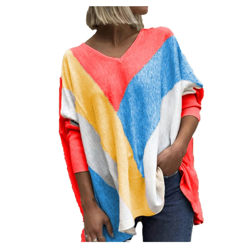 

New 2021 Summer T shirt Women Splice Long Sleeve Patchwork Color Asymmetrical Tees Fashion Casual T-Shirts Tops Oversized