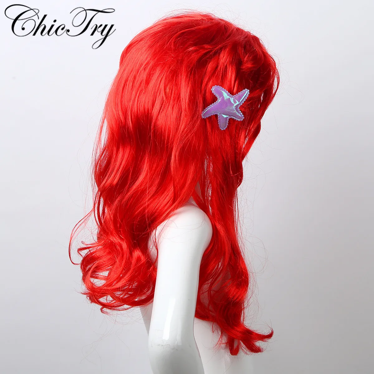 

Красные парики с морской звездой для девочек, головной убор на Хэллоуин, аниме, косплей, Костюм Русалки