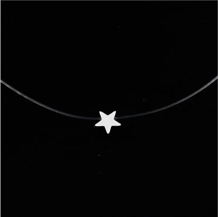 Star Подарок 8 цветов 6 мм розовый серебряный красный циркон Чокеры ожерелье s прозрачная леска простое ожерелье с подвеской ювелирные изделия для женщин - Окраска металла: Star