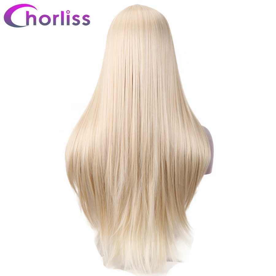 Синтетический длинный прямой средней части парики для черных женщин 26 'ɼhorliss